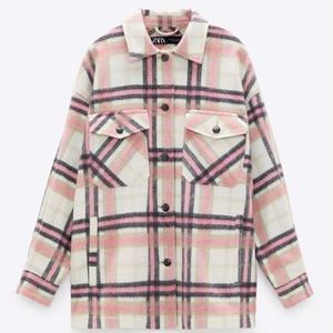 Zara Wool Blend Plaid Overshirt